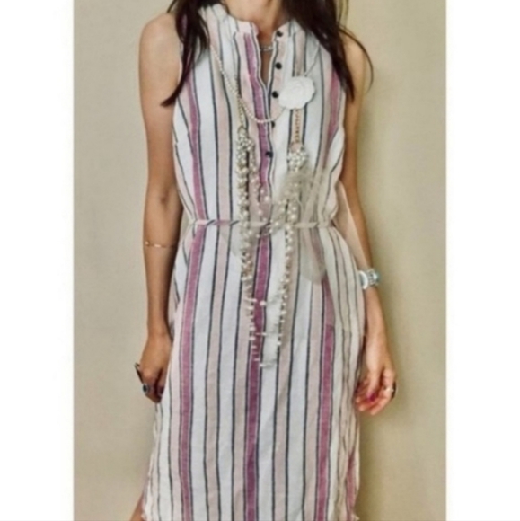 Beautiful Picnic Stripe Linen Dress - Picture 2 of 5
